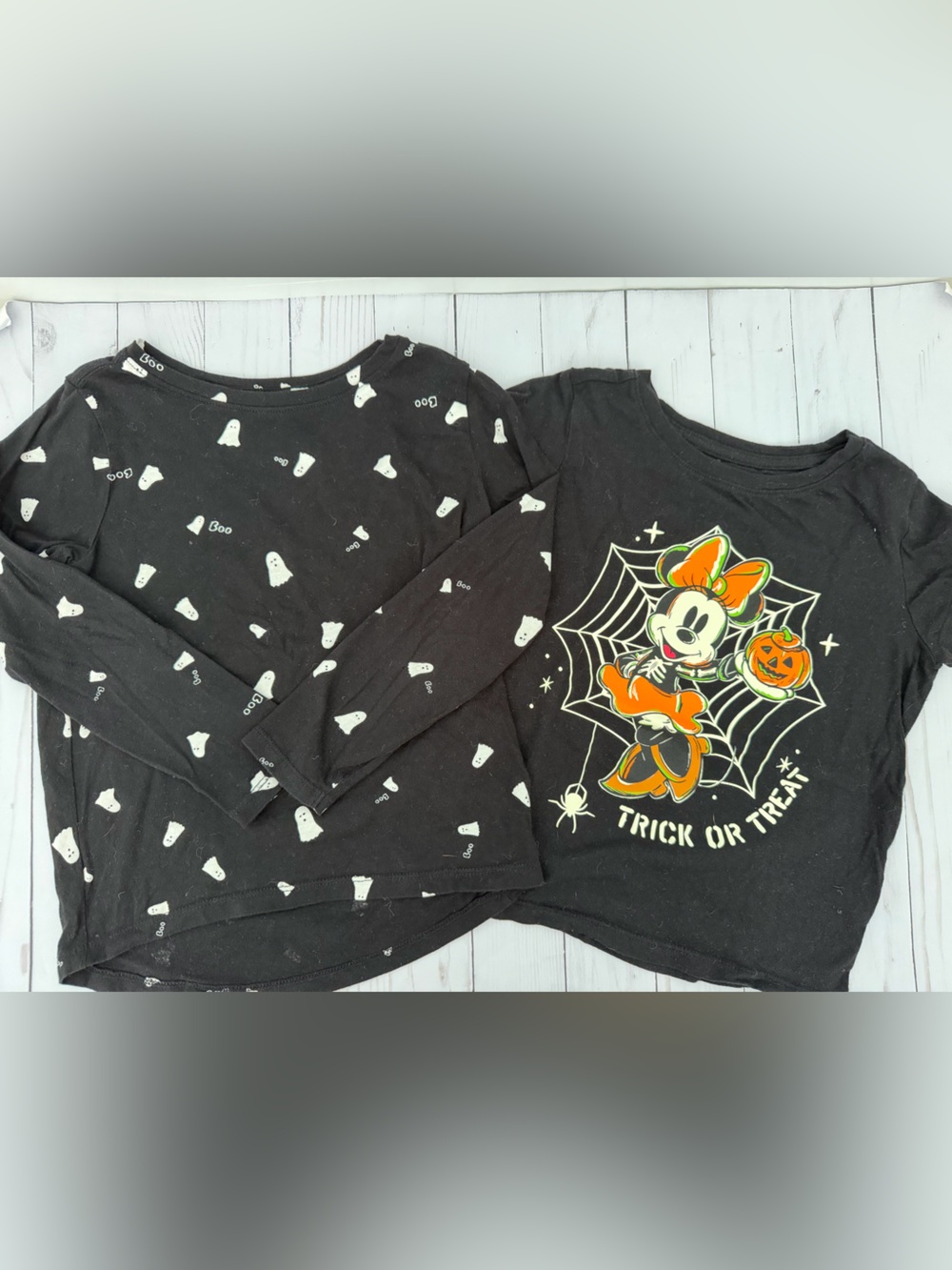 Old Navy Halloween Bundle- Ghost Long Sleeve and Minnie Mouse Short Sleeve